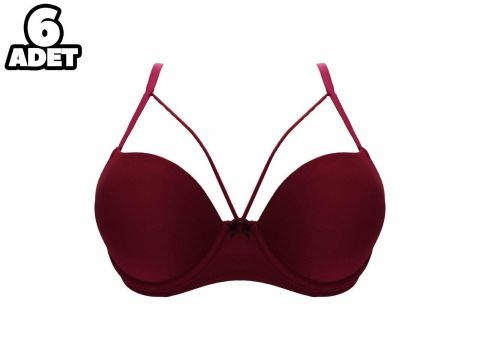 Liza 2010 Bordo Balenli Duble Destekli Sütyen 6'lı