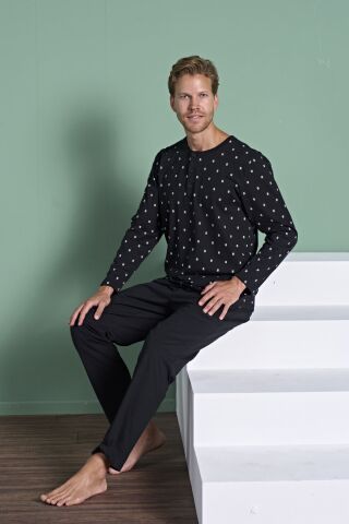 Pijadore 1929 (M-L-XL-XXL) Uzun Kollu Erkek Pijama Takım 4'lü