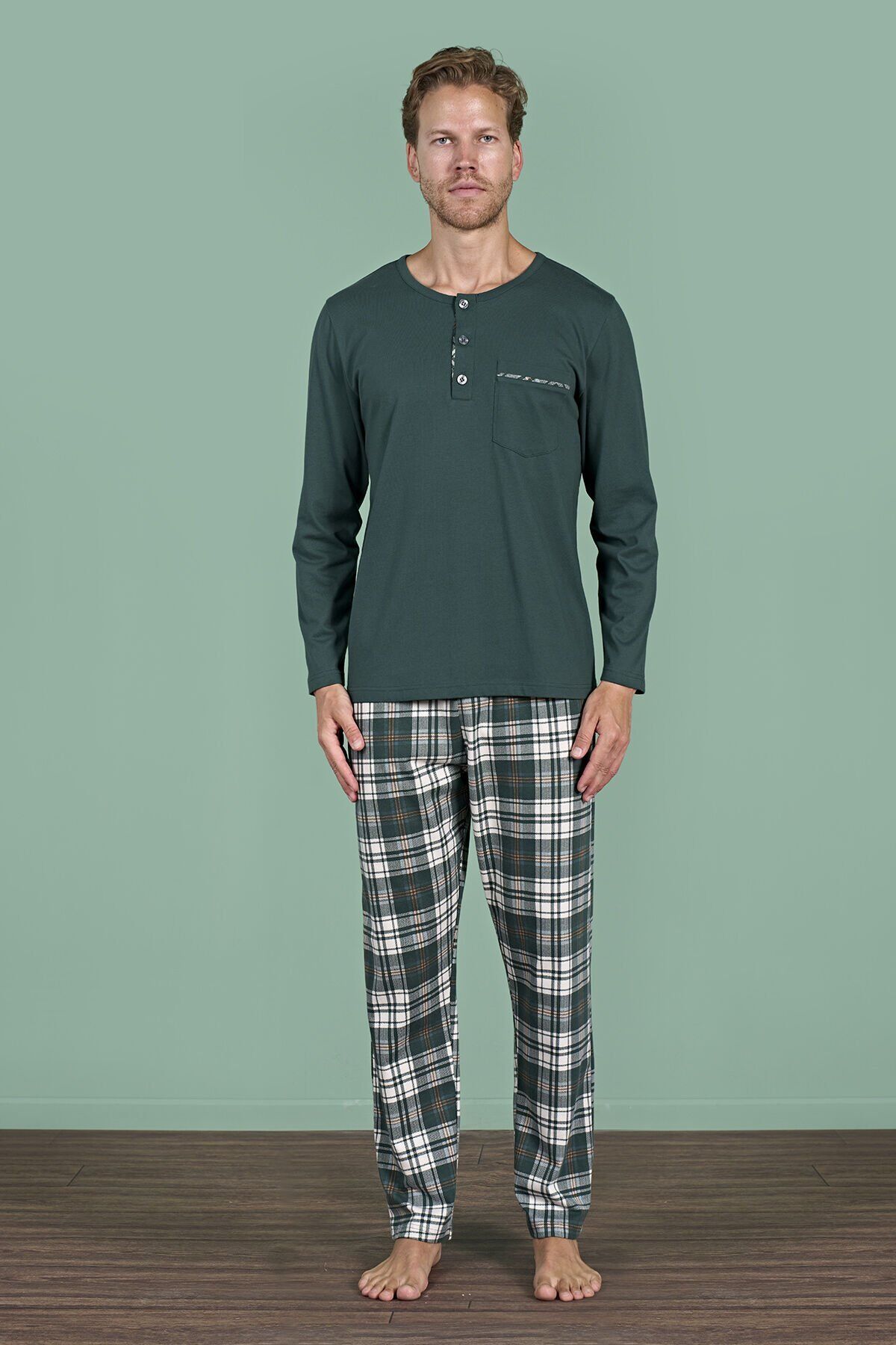 Pijadore 1935 (M-L-XL-XXL) Uzun Kollu Erkek Pijama Takım 4'lü