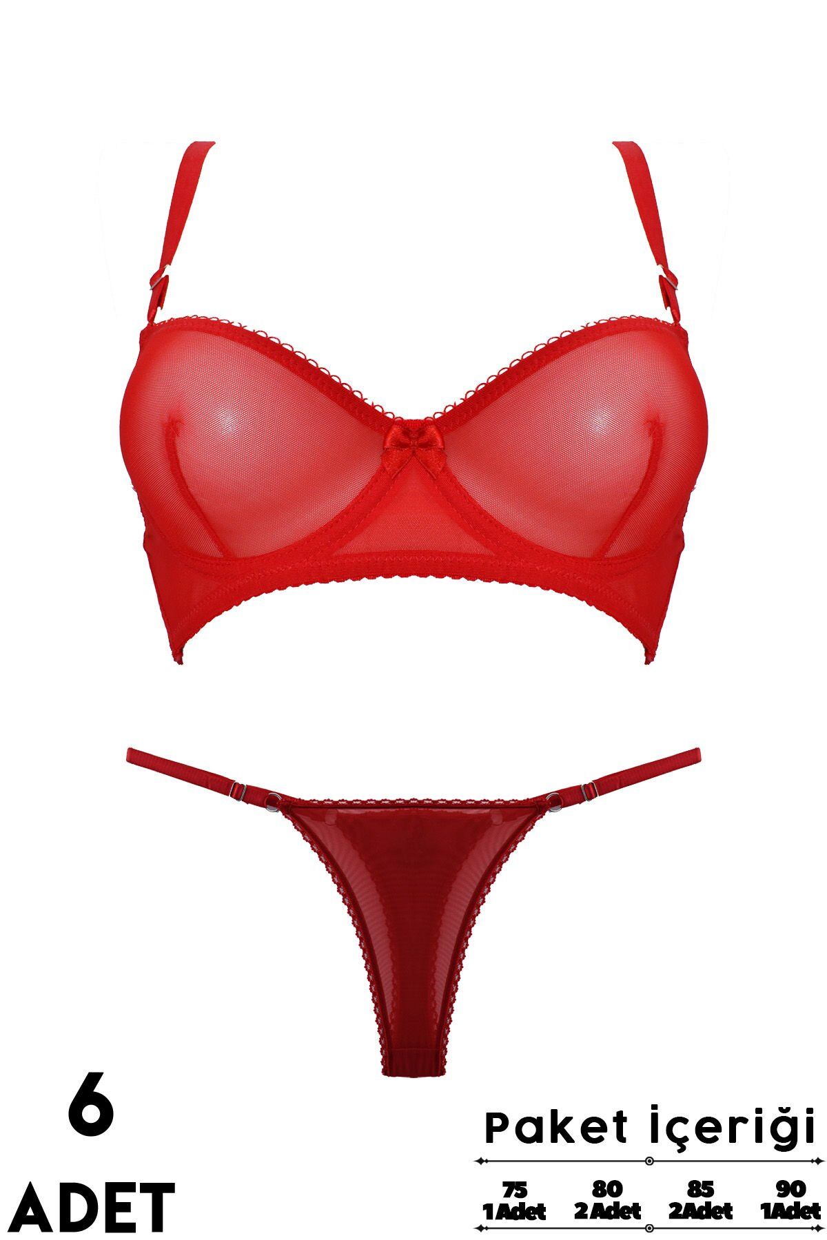 Aysemin Brodeli 7031 B Cup Balenli Desteksiz Bayan Sütyen Takım 6'lı