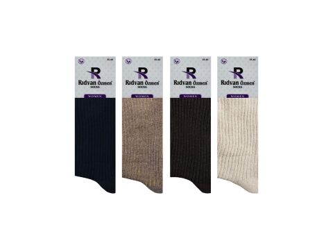 Rıdvan Özmen 8-7 Naturel Pamuk Bayan Soket Çorap 12'li