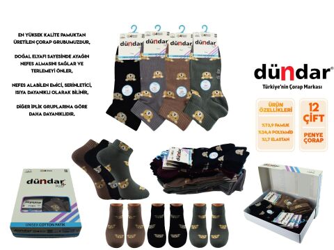 Dündar 4308-8 (36-40) Dikişsiz Yıkamalı Kokulu Bayan Penye Patik Çorap 12'li