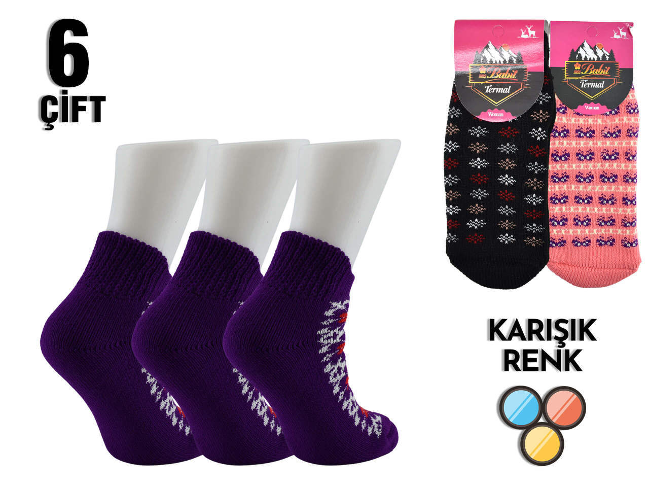 Babit Desenli Termal Bayan Patik 6'lı