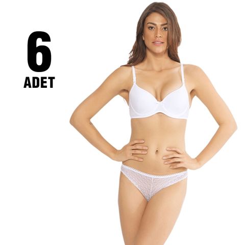 Cansoy 162-Beyaz Balenli Desteksiz Bayan Sütyen Takım 6'lı