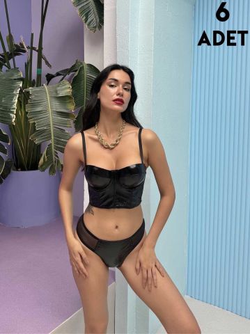 Cansoy 680 Siyah Agnes Balenli Destekli Bayan Sütyen Takım 6'lı
