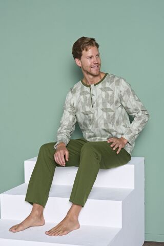 Pijadore 1957 (M-L-XL-XXL) Uzun Kollu Erkek Pijama Takım 4'lü