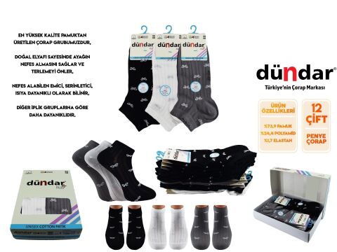 Dündar 4308-11 (36-40) Dikişsiz Yıkamalı Kokulu Bayan Penye Patik Çorap 12'li