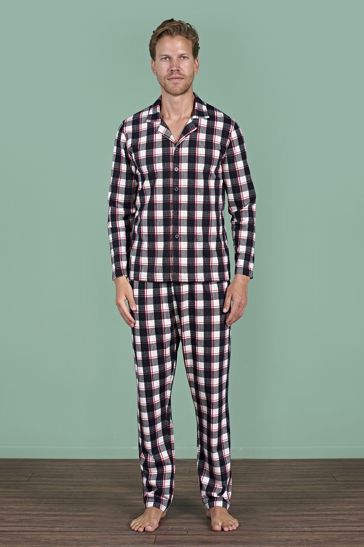 Pijadore 1962 (M-L-XL-XXL) Uzun Kollu Erkek Pijama Takım 4'lü