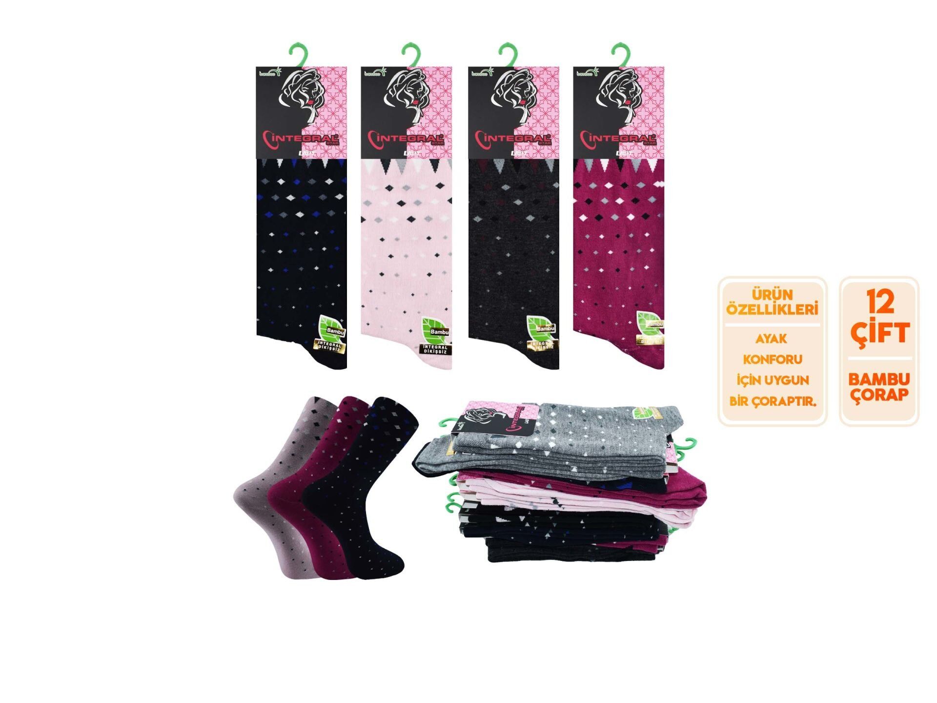 İntegral 4000-3 Dikişsiz Bayan Bambu Soket 12'li