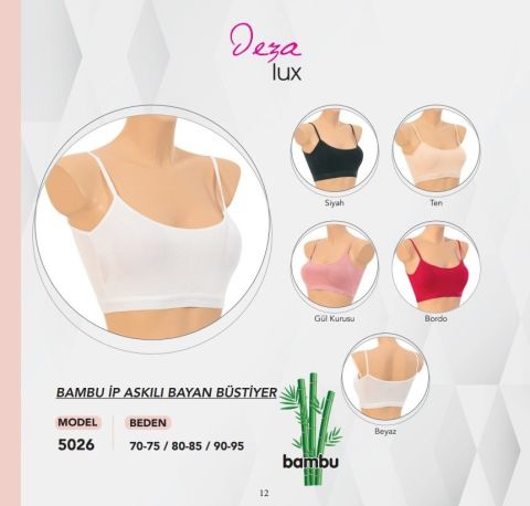Dondeza 5026 Bambu İp askılı Pedli Bayan Bustiyer 6'lı