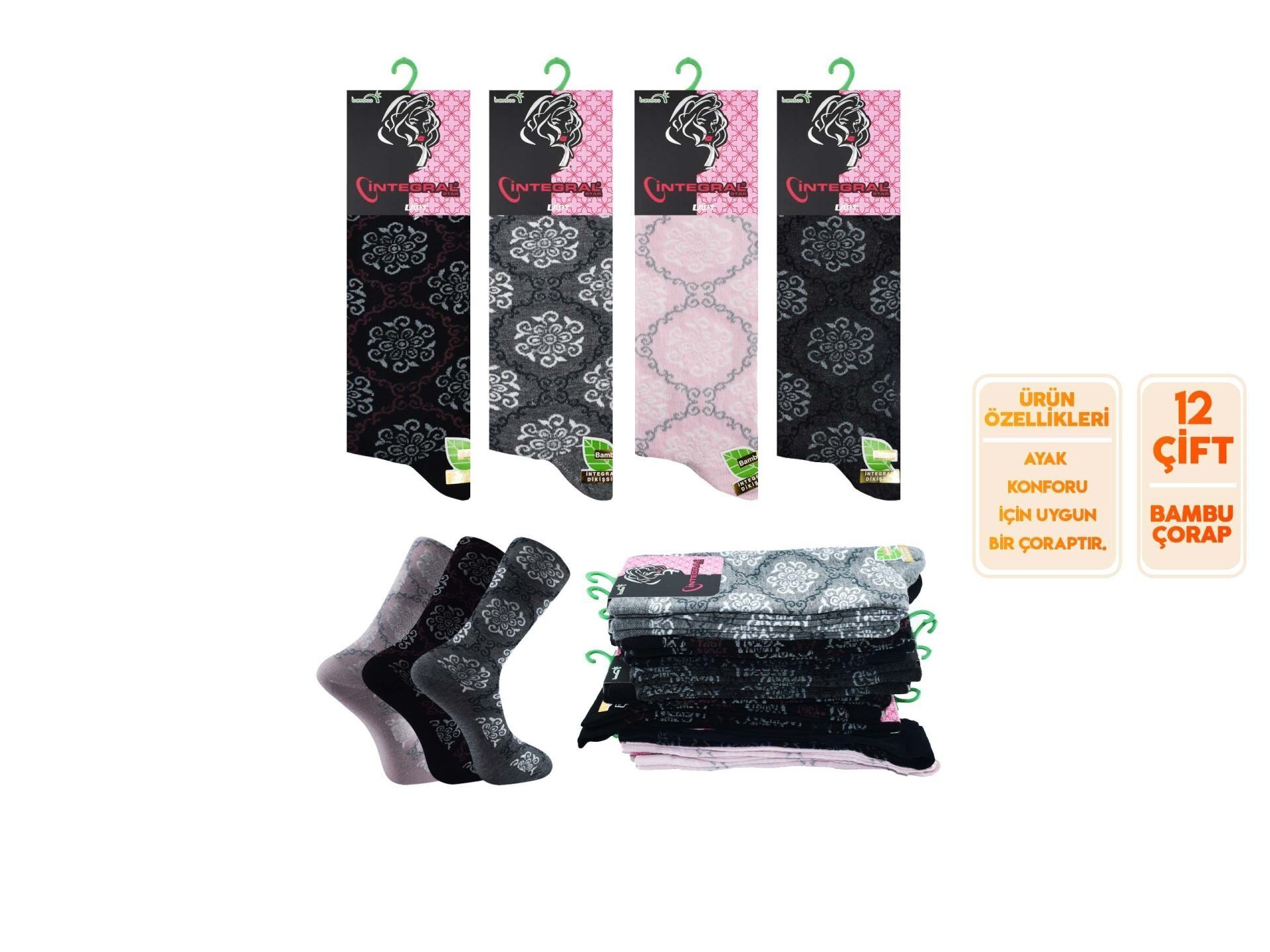 İntegral 4000-4 Dikişsiz Bayan Bambu Soket 12'li