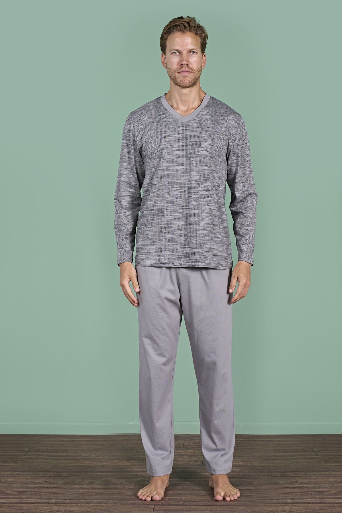 Pijadore 1932 (2XL-3XL-4XL-5XL) Battal Beden Uzun Kollu Erkek Pijama Takım 4'lü