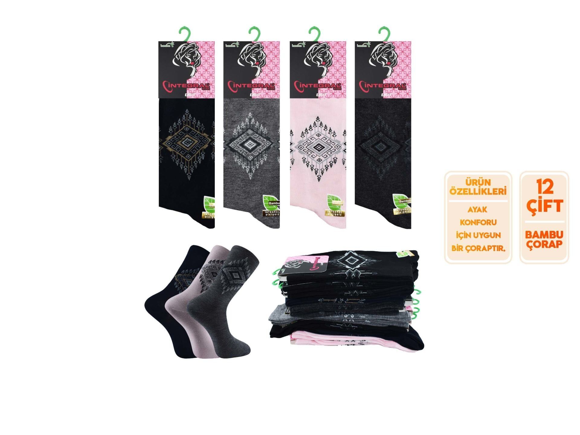 İntegral 4000-6 Dikişsiz Bayan Bambu Soket 12'li