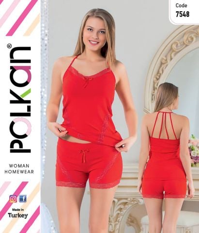 Polkan 7548 Dantelli Bayan Şortlu Takım