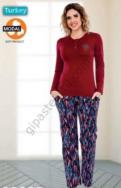Berland 3100 Bayan Modal Uzun Kol Pijama Takımı