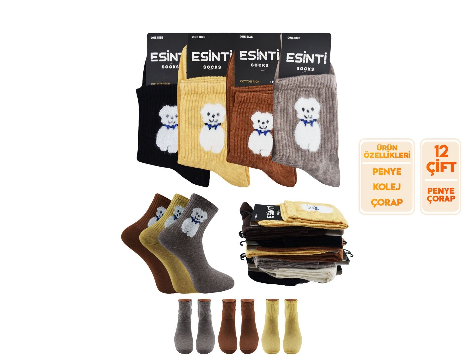 Esinti 135 Bayan Kolej Çorap 12'li