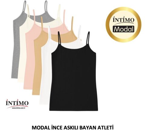 İntimo 2000 İp Askılı Bayan Modal Atlet 6'lı