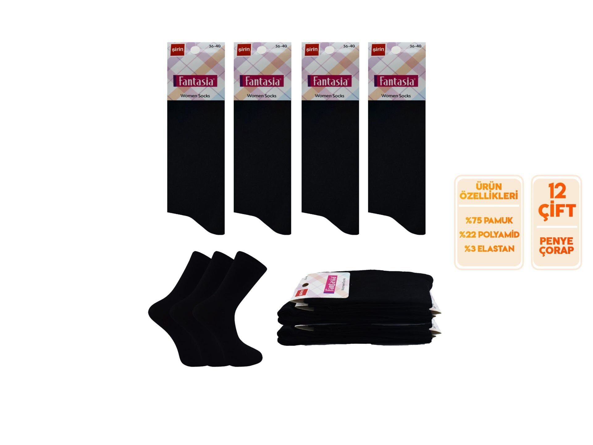 Şirin 0640-6 Bayan Pamuklu Soket 12'li