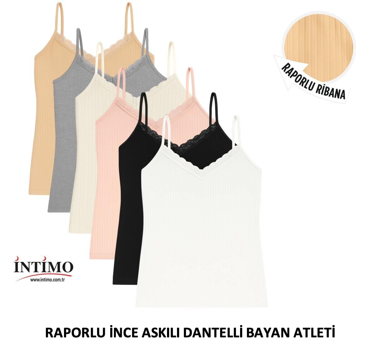 İntimo 2006 İp Askılı Sur Dantel Raporlu Bayan Atlet 6'lı