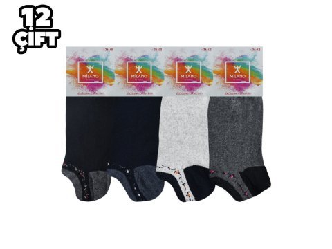 Milano 013-4 Bayan Penye Patik Çorap 12'li