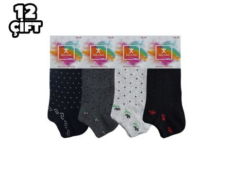 Milano 013-5 Bayan Penye Patik Çorap 12'li