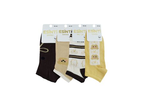 Esinti 33-6 (36-40) Naturel Pamuk Bayan Patik Çorap 12'li