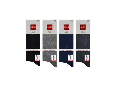 Şirin 7150-15 Dört Mevsim Ter Emici Erkek Penye Soket Çorap 12'li
