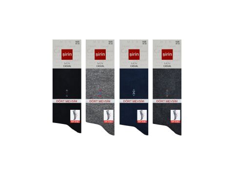 Şirin 7150-21 Dört Mevsim Ter Emici Erkek Penye Soket Çorap 12'li