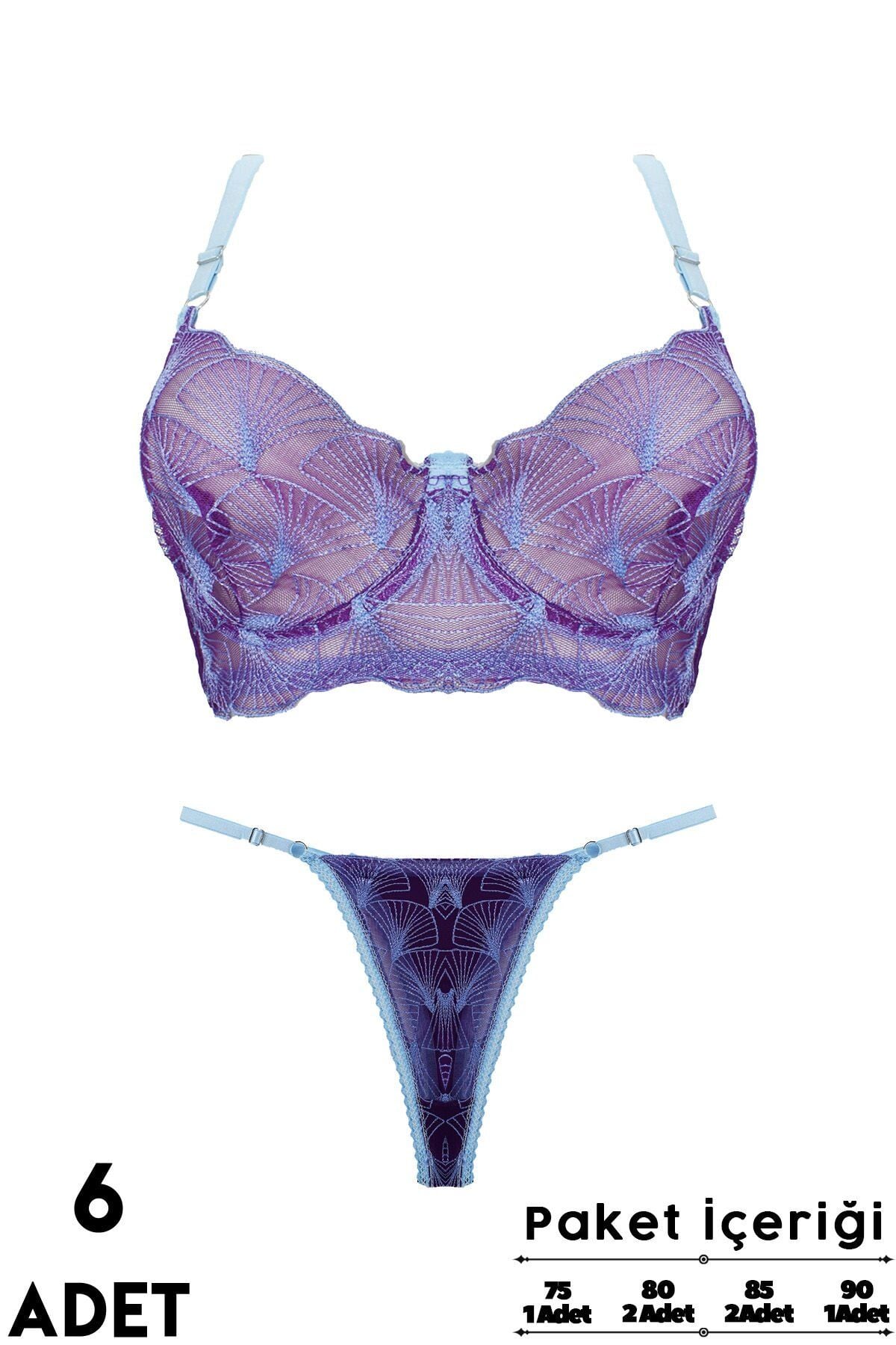 Love Secret Brodeli 1039 B Cup Balenli Desteksiz Bayan Sütyen Takım 6'lı