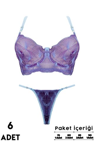 Love Secret Brodeli 1039 B Cup Balenli Desteksiz Bayan Sütyen Takım 6'lı