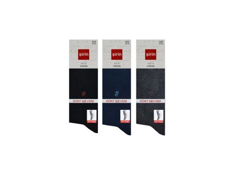Şirin 7150-18 Dört Mevsim Ter Emici Erkek Penye Soket Çorap 12'li