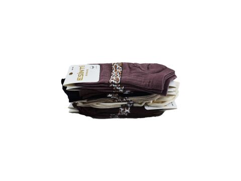 Esinti 33-11 (36-40) Naturel Pamuk Bayan Patik Çorap 12'li