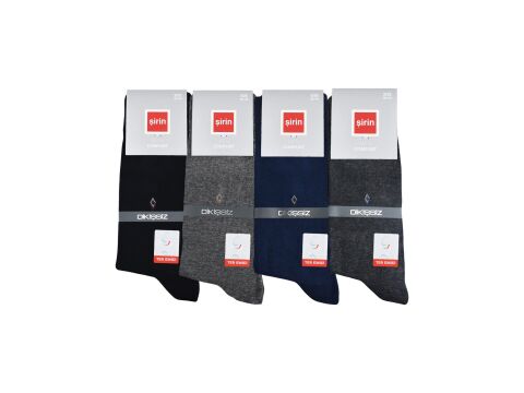 Şirin 7280-4 (40-44) Ter Emici Dikişsiz Erkek Soket Çorap 12'li