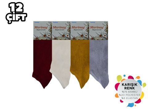 Staray 0678 Dikişsiz Bambu Bayan Patik 12'li