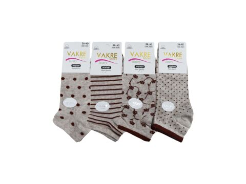 Vakre 9328-7 Bayan Penye Patik Çorap 12'li