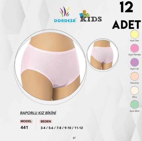 Dondeza 441 Raporlu Kız Çocuk Bikini 12'li