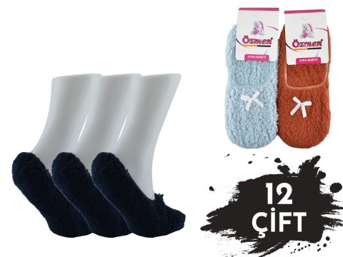 Özmen Bayan Peluş Uyku Çorabı 12'li
