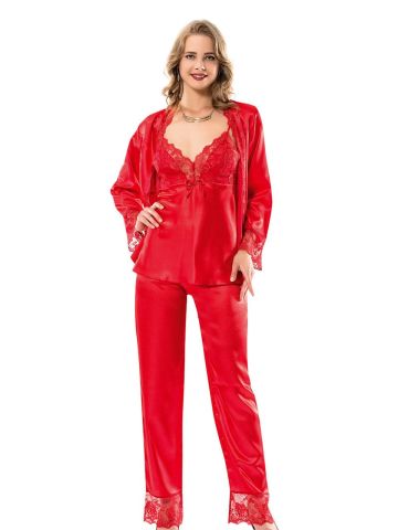 Moongirl 1107 Bayan Fantazi Saten Pijama Takım