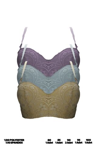 Umt 3215-C (80-85-90-95-100) Lotus Lazer Kesim Bayan Sütyen 6'lı