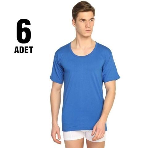 Seher 0002 Renkli Penye Bisiklet Yaka Erkek Fanila 6'lı