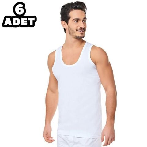 Seher 0001 Beyaz Erkek Penye Atlet 6'lı