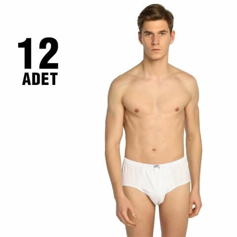 Seher 0005 Beyaz Erkek Penye Slip Külot 12'li