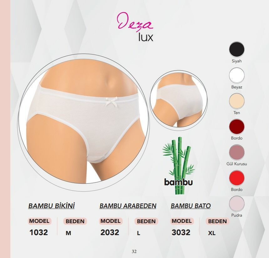 Dondeza 2032 Bambu Bayan Arabeden Külot 12'li