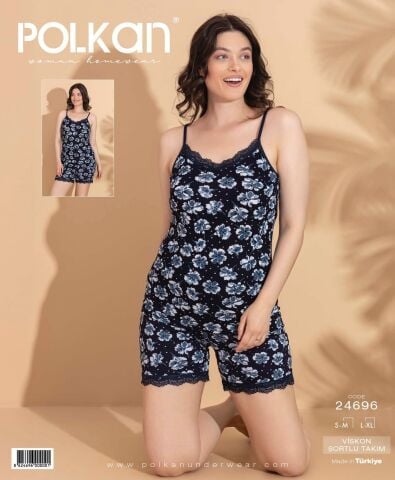 Polkan 24696 Beden (SM-LXL) Viskon Bayan Şortlu Takım 6'lı