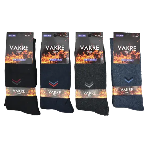 Vakre 9618-18 (41-44) Erkek Penye Havlu Kışlık Çorap 12'li