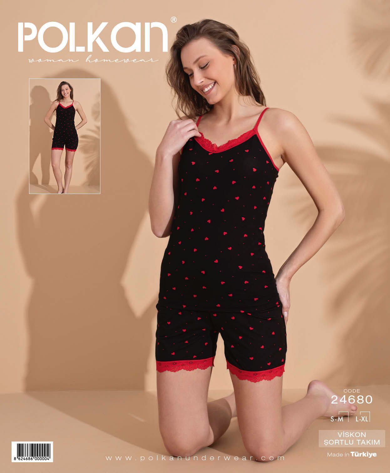 Polkan 24680 Beden (SM-LXL) Viskon Bayan Şortlu Takım 6'lı