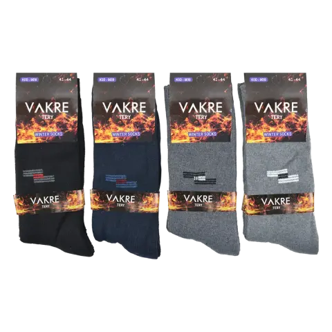 Vakre 9618-16 (41-44) Erkek Penye Havlu Kışlık Çorap 12'li