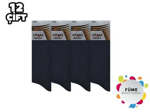 Gülsa Füme Erkek Dikişsiz Penye Çorap 12'li