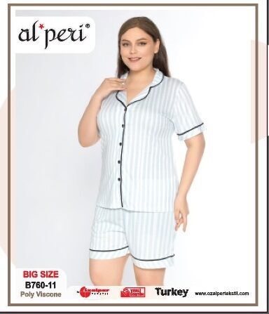 Alperi B760-11 (3XL-4XL-5XL-6XL) Bayan Şortlu Takım 4'lü