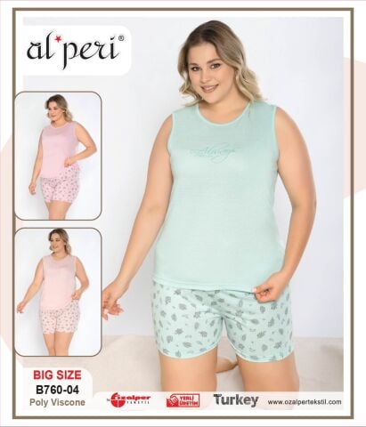Alperi B760-04 (3XL-4XL-5XL-6XL) Bayan Şortlu Takım 4'lü